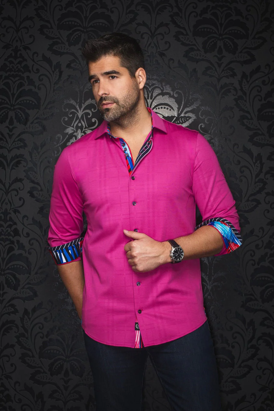 chemise-capazza-fuchsia-264480 Au Noir Stretch Shirt | Capazza Fuchsia - Image 1