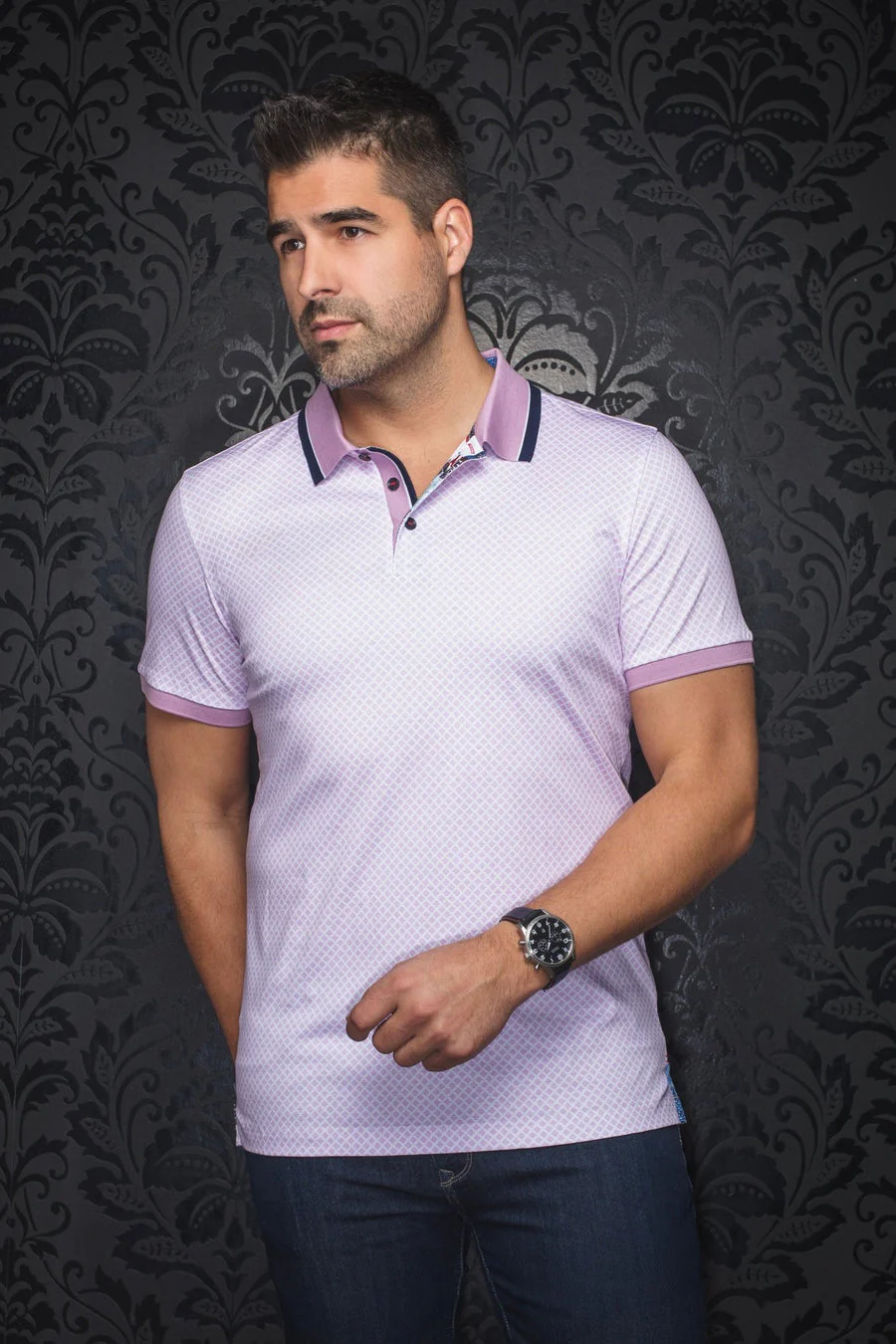 polo-fairmont-pink-582772 Au Noir Stretch Short-Sleeve Polo | Fairmont Pink - Image 1