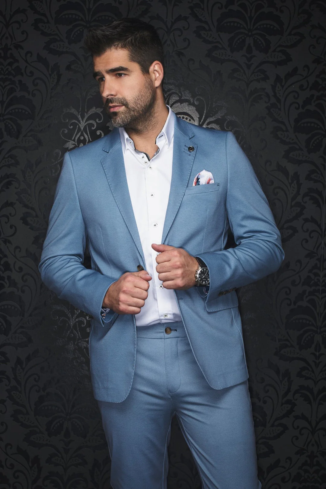 veston-glover-light-blue-292138 Au Noir Stretch Blazer | Veston Glover Light Blue - Image 1